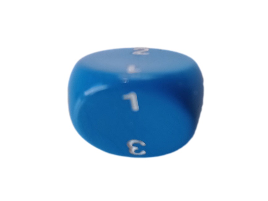 Opaque Blue 3 Sided Dice